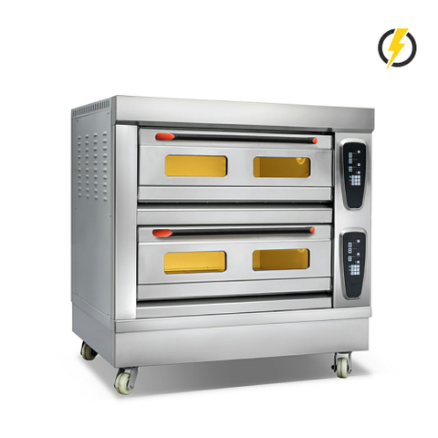 Temp. ambiente ~ 400 ℃ 2 capas 4 bandejas Horno eléctrico con puerta de acero inoxidable Horno de cubierta 18 Control por computadora