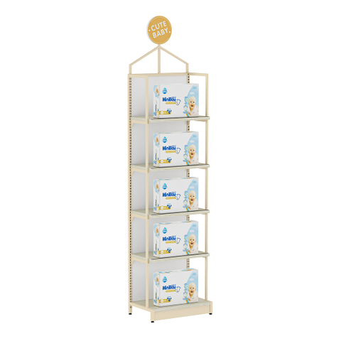 Estante de exhibición de estantes de muebles de diseño de tienda de tienda de madre y bebé de un solo lado
