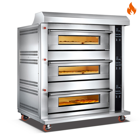 Temp. ambiente.~400℃ 3 capas 6 bandejas Gas Puerta de acero inoxidable Horno Cubierta Horno Control por computadora