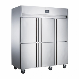 -5~5℃ Refrigerador comercial de refrigeración estática, refrigerador vertical de 6 puertas sólidas