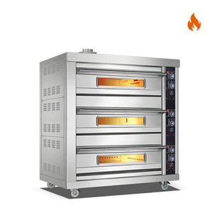Temperatura ambiente.~400℃ 3 capas 6 bandejas Gas Acero inoxidable Puerta Cubierta Horno Control de instrumentos