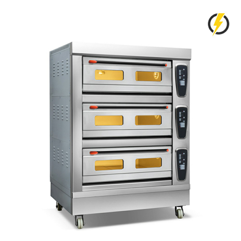Temp. ambiente ~ 400 ℃ 3 capas 6 bandejas Horno eléctrico con puerta de acero inoxidable Horno de cubierta 18 Control por computadora