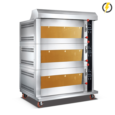 30℃~400℃ eléctrico 3 capas 9 bandejas moderaron control informático del horno de la cubierta de la puerta de cristal 