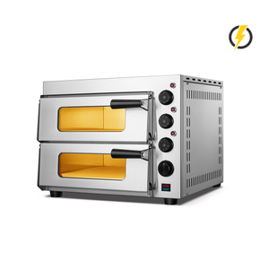  2 uds horno de Pizza eléctrico puerta de acero inoxidable Control de perilla de horno de Pizza comercial