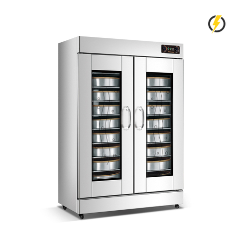 Temp. ambiente ~ 60 ℃ 14-16 bandejas 2 puertas Dispositivo de fermentación eléctrico de puerta de vidrio templado