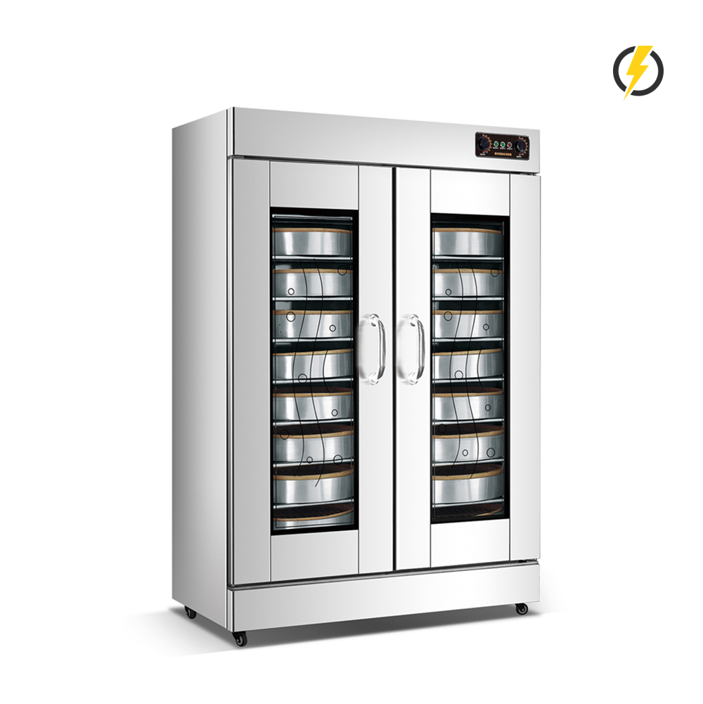 Temp. ambiente ~ 60 ℃ 14-16 bandejas 2 puertas Dispositivo de fermentación eléctrico de puerta de vidrio templado