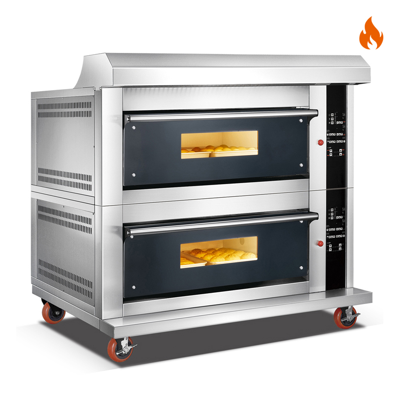Temp. ambiente ~ 400 ℃ 2 capas 4 bandejas Puerta de vidrio templado a gas Horno de cubierta Control por computadora