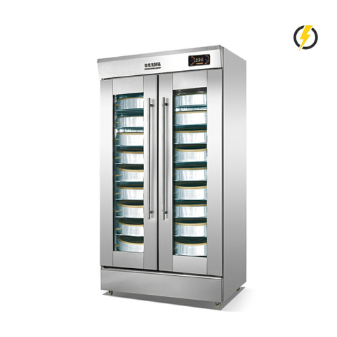 Temp. ambiente ~ 60 ℃ 14-16 bandejas 2 puertas Dispositivo de fermentación eléctrico de puerta de vidrio templado