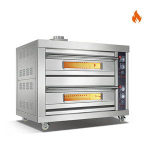 Temp. ambiente ~400℃ 2 capas 4 bandejas Gas Acero inoxidable Puerta Cubierta Horno Control de instrumentos