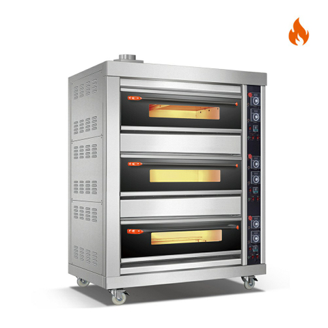 Temp. ambiente ~ 400 ℃ 3 capas 6 bandejas Control de instrumentos de horno de cubierta de puerta de vidrio templado con gas