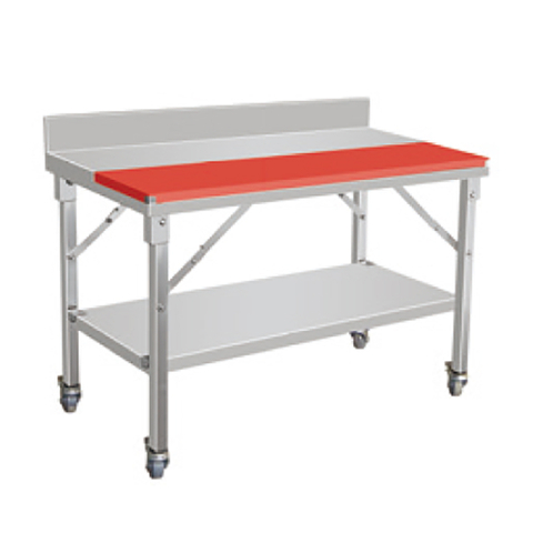 Montaje con tabla de cortar y ruedas Mesa de trabajo de acero inoxidable