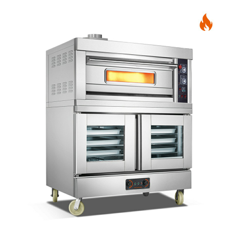Temperatura ambiente ~110℃/400℃ Horno/horno combinado con puerta de acero inoxidable a gas y cámara de fermentación
