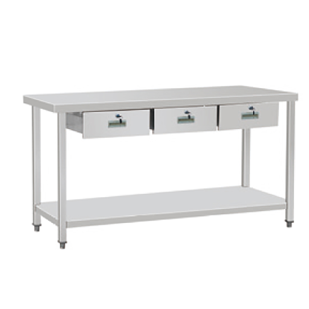 Mesa de trabajo de acero inoxidable con cajón