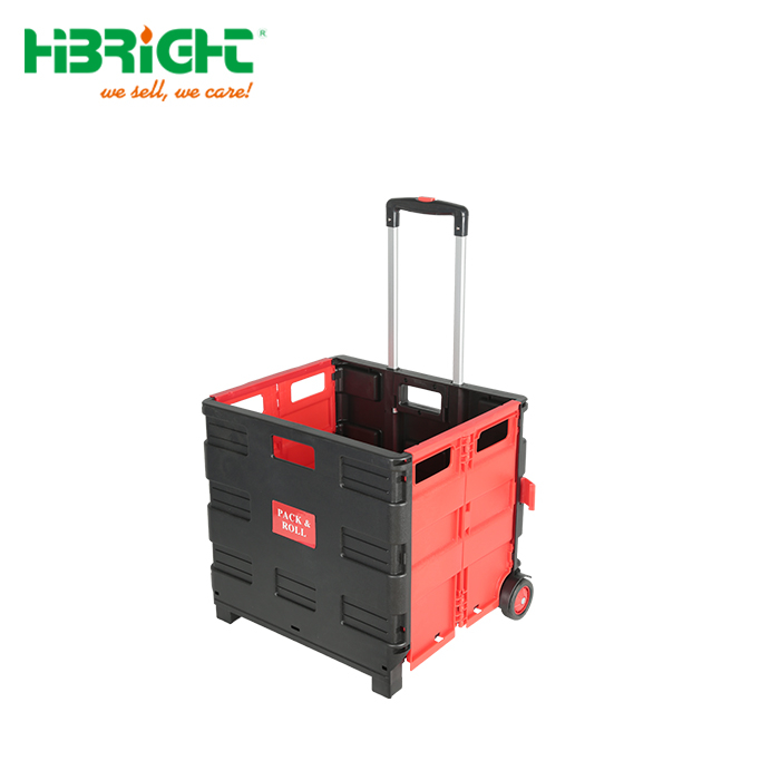 Carrito de compras plegable con ruedas y caja de plástico con asiento