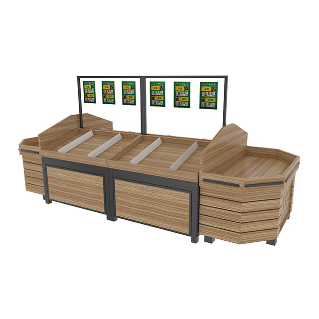 Estante de exhibición de frutas y verduras de madera de la isla Fresh Area