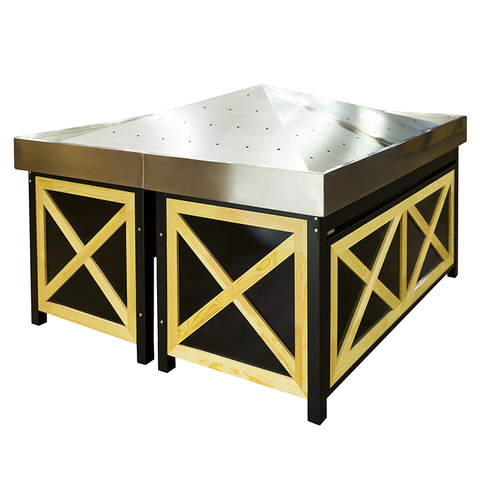 Contenedor de productos de madera y metal