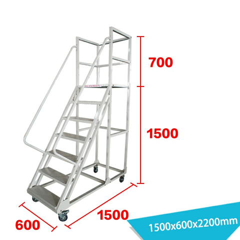 Escalera rodante de acero para almacén industrial de 7 escalones LT-12