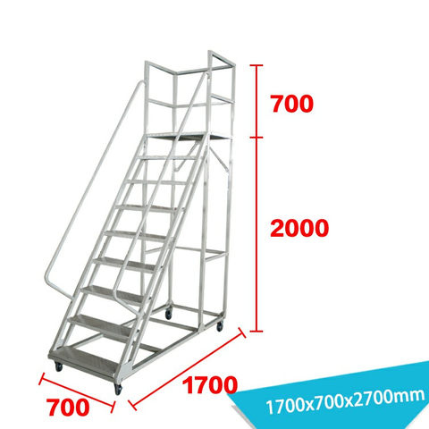 Escalera enrollable de acero de 9 peldaños con pasamanos LT-14