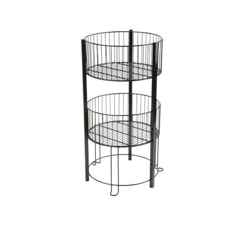 Contenedor volcador de alambre de dos niveles Soporte de cesta de 2 niveles