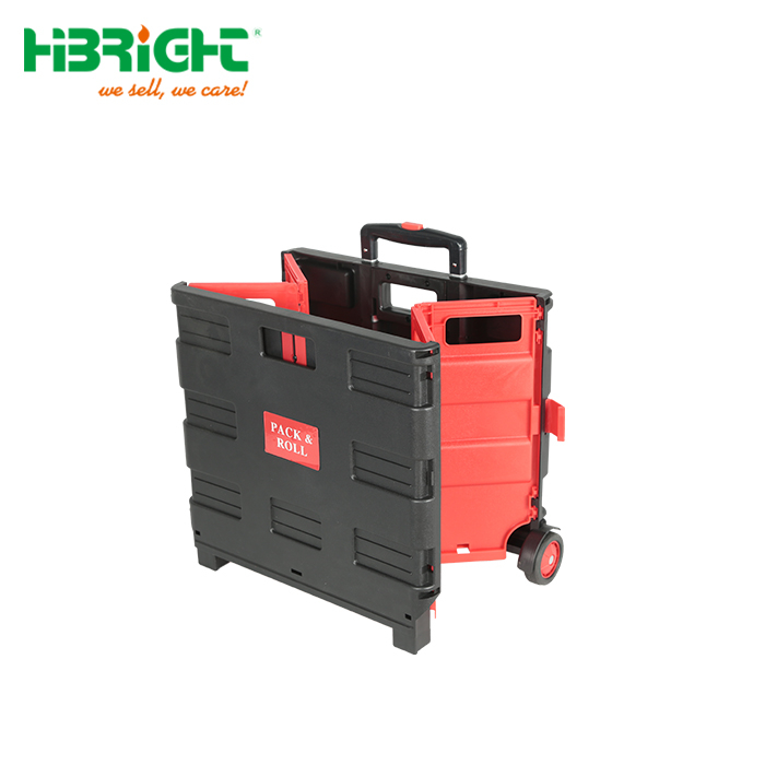 Carrito de compras plegable con ruedas y caja de plástico con asiento