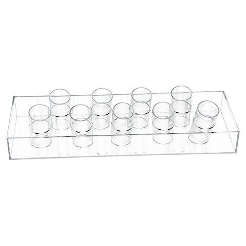 Caja expositora de acrílico para cosméticos.