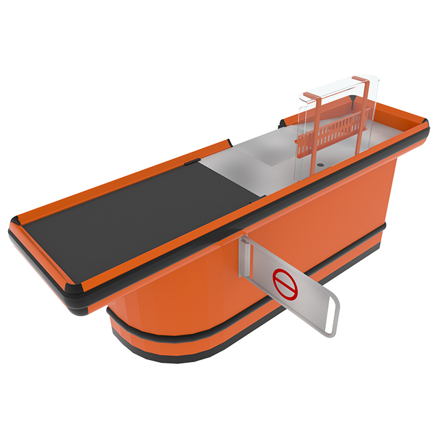 Mostrador de caja con cinta transportadora sin plataforma adicional
