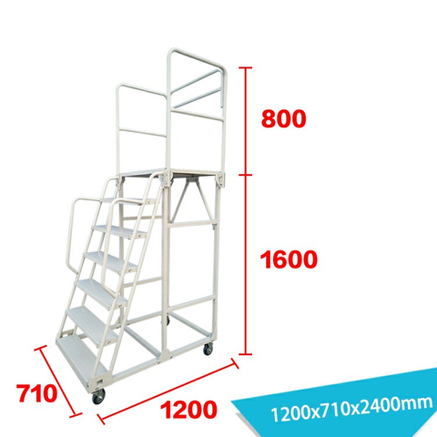 Escalera industrial con ruedas de acero de 7 peldaños LT-9