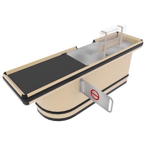 Mostrador de caja con cinta transportadora sin plataforma adicional