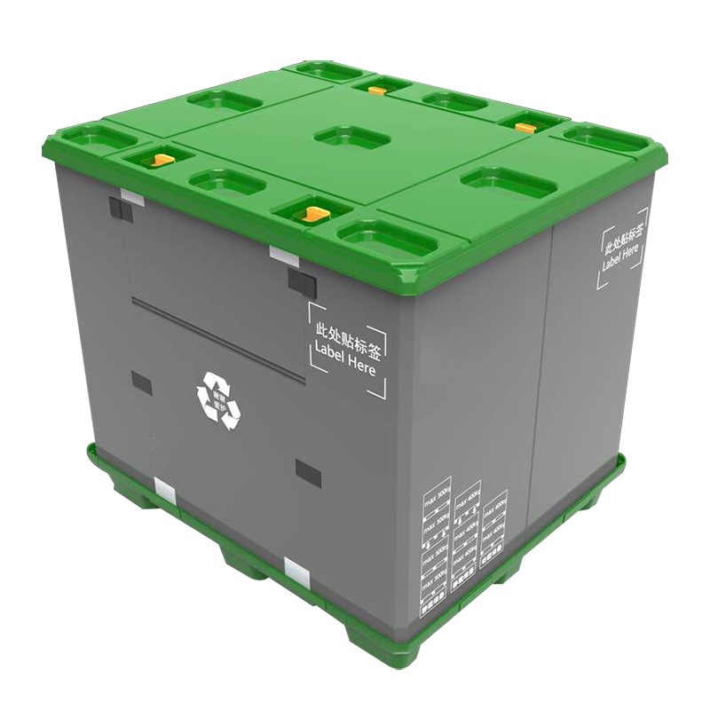 Caja de paletas de plástico plegable para material a granel