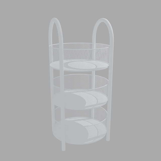 Estante circular para diaplay de tres capas.