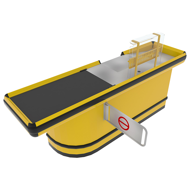 Mostrador de caja con cinta transportadora sin plataforma adicional