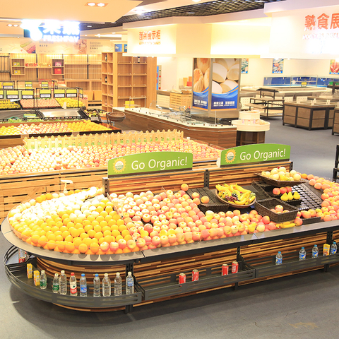 Estante del soporte del estante del supermercado de la exhibición de frutas y verduras