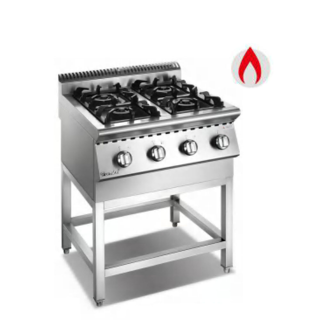 Cocina a gas de 4 quemadores con soporte