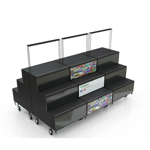 Estante de exhibición plegable para frutas y verduras con ruedas