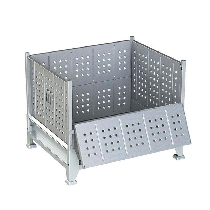 Caja de paletas logística apilable plegable de metal duradero