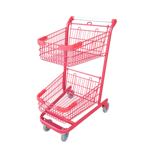 Carro de compras de cestas dobles de 2 capas