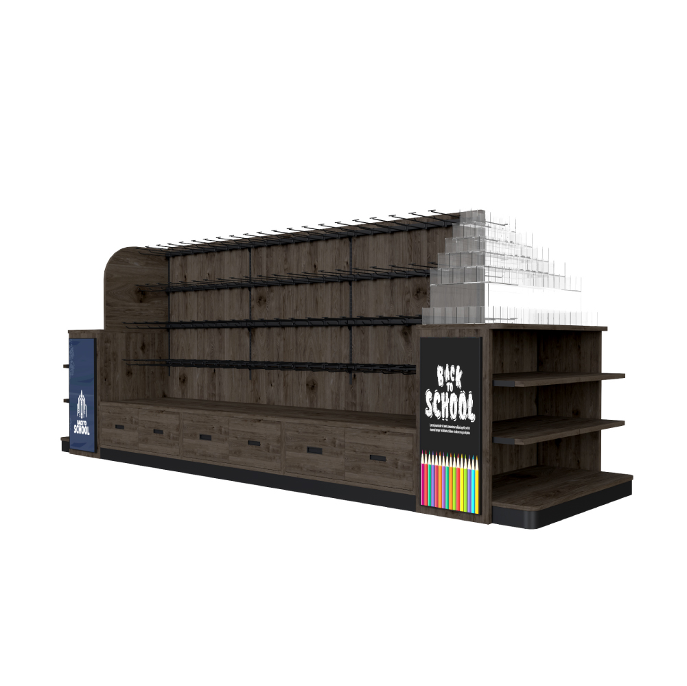 Estante de exhibición de madera para papelería
