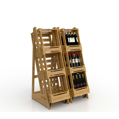 Estante de madera para exhibición de vino