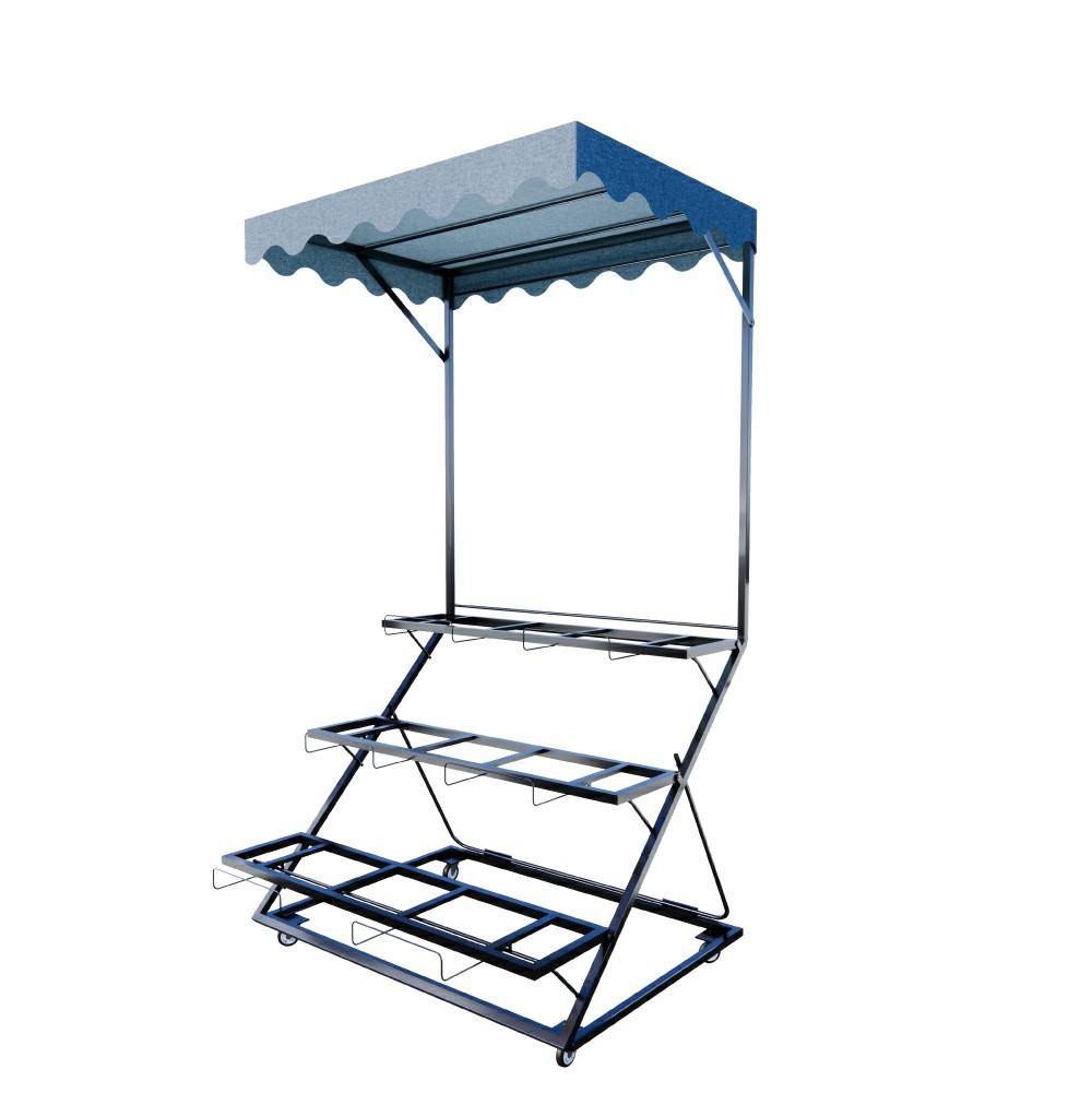 Estante de exhibición de productos plegable con toldo