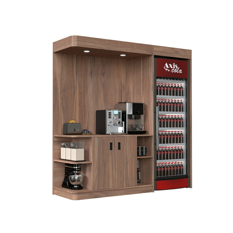 Mostrador de café de autoservicio de madera para tienda de conveniencia