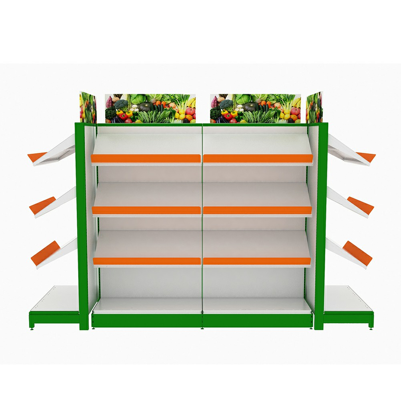 Estante del supermercado para frutas y verduras.