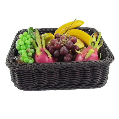 Cesta rectangular de ratán para exhibición de frutas y verduras