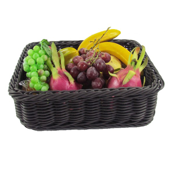 Cesta rectangular de ratán para exhibición de frutas y verduras