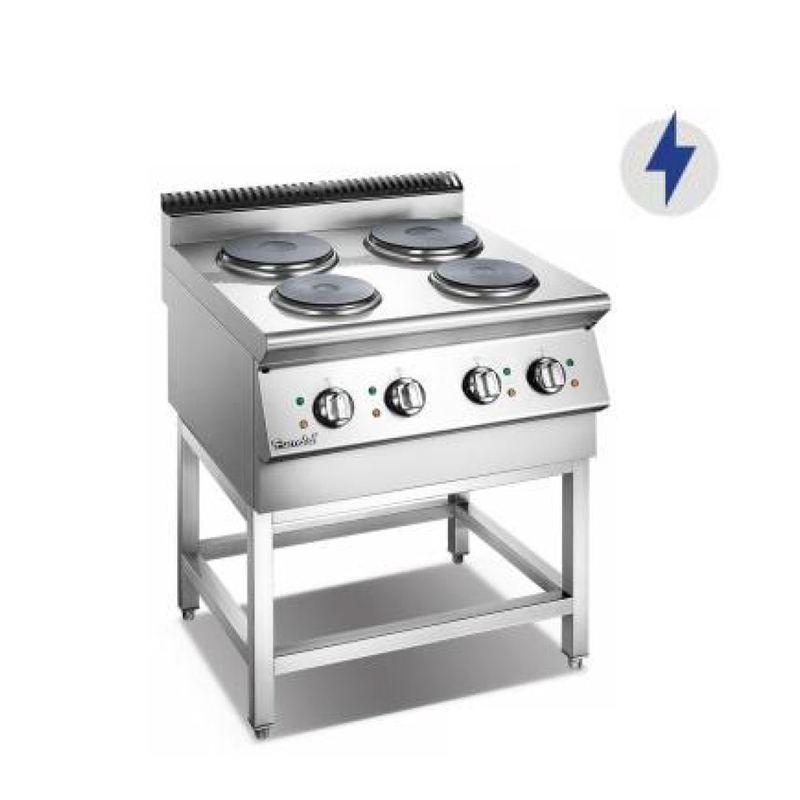 Cocina eléctrica con placa calefactora y soporte