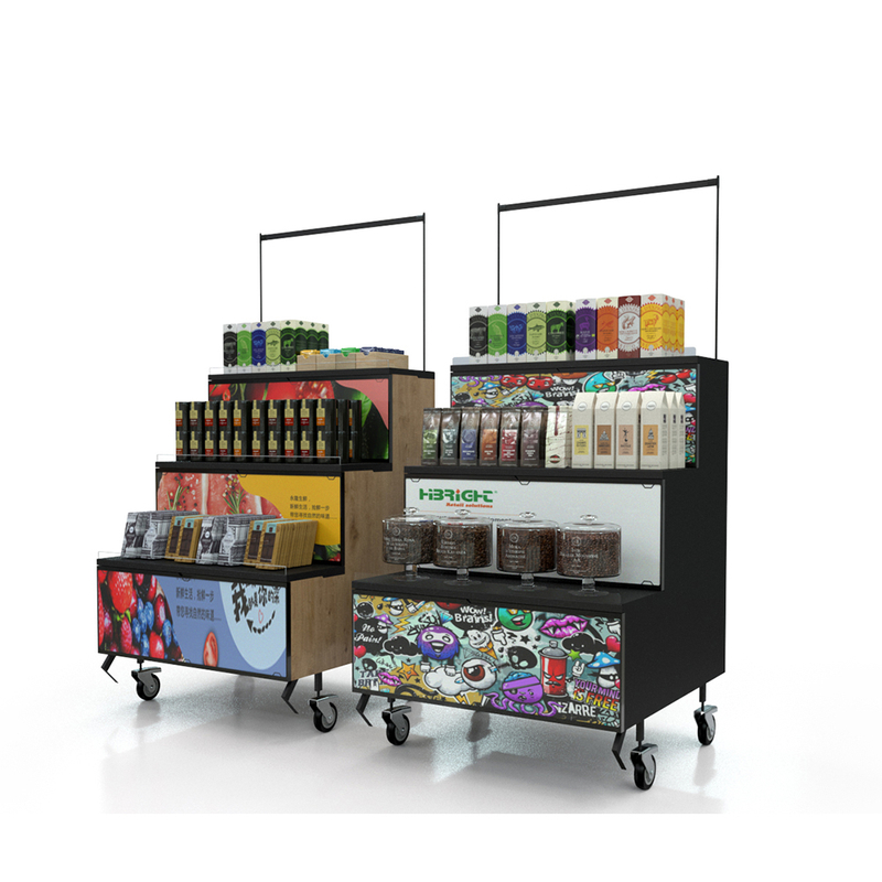 Estante de exhibición plegable para frutas y verduras con ruedas