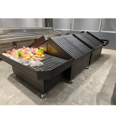 Soporte de exhibición ajustable negro para frutas y verduras