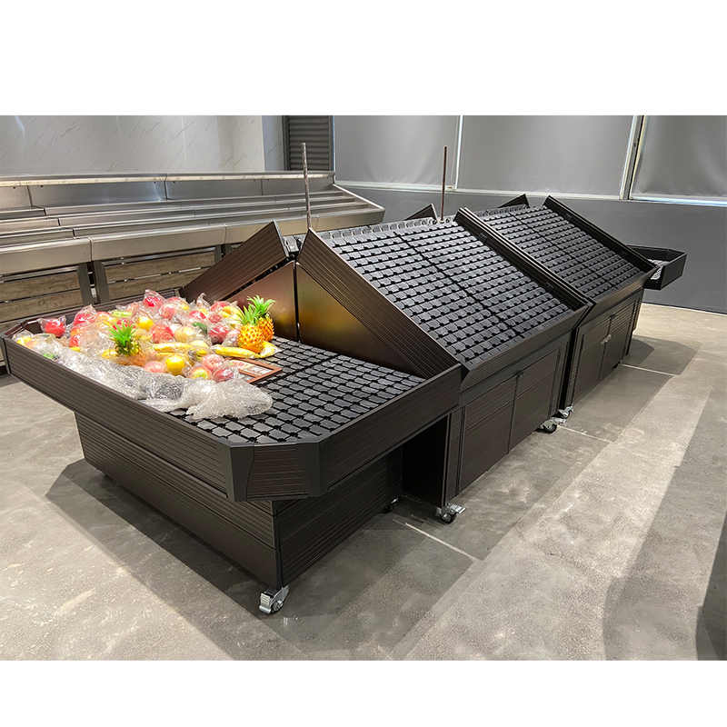 Soporte de exhibición ajustable negro para frutas y verduras