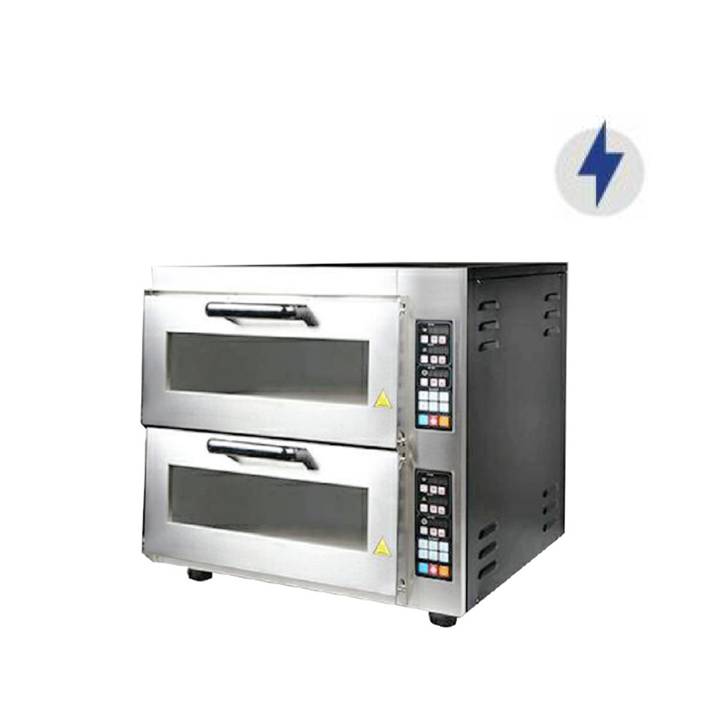 Horno de pizza eléctrico comercial de 2 pisos negro