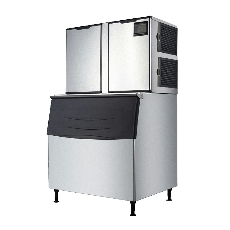 Máquina para fabricar hielo comercial refrigerada por aire, tipo Modular, tipo cubo, 680-900 KG/24H, con depósito de almacenamiento