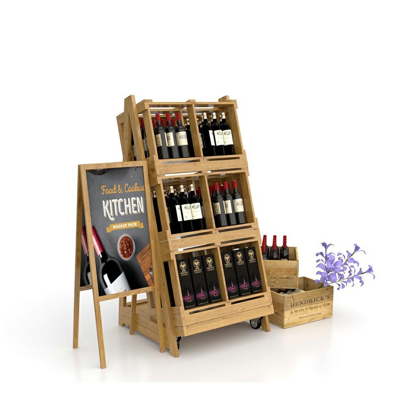 Estante de madera para exhibición de vino